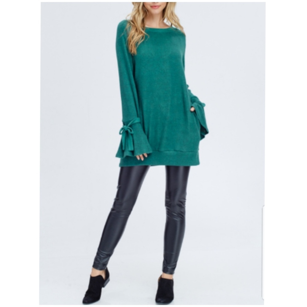 Long Body Bell Sleeve Ruffle Detail - Picture 3 of 3